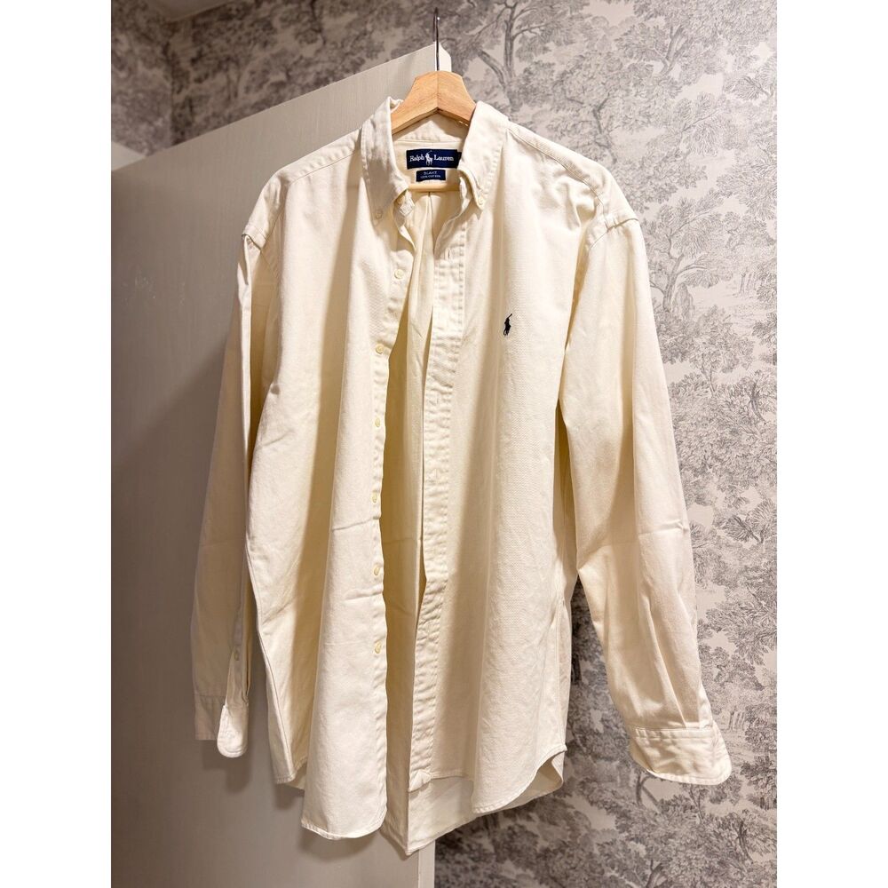 Ralph Lauren Blake Ivory 100% Cotton Button Down Shirt Men’s L
